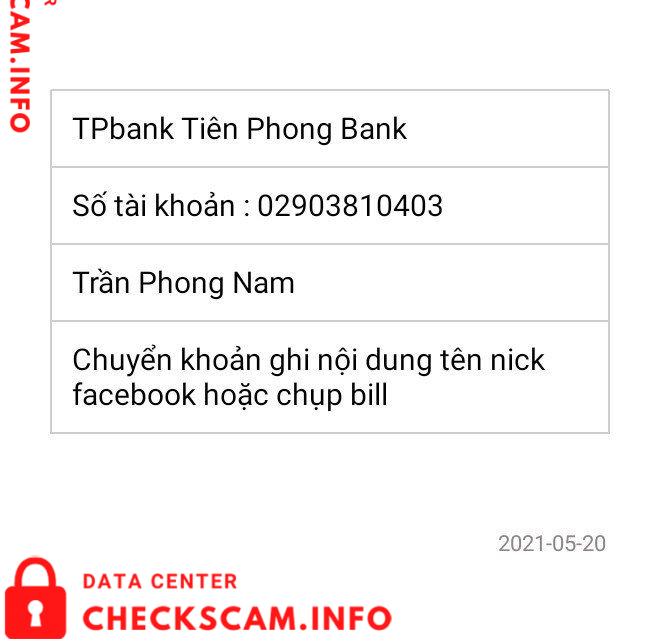 Bukti melawan Trần Phong Nam