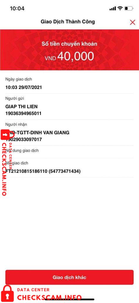 Bukti melawan Dinh Van Giang