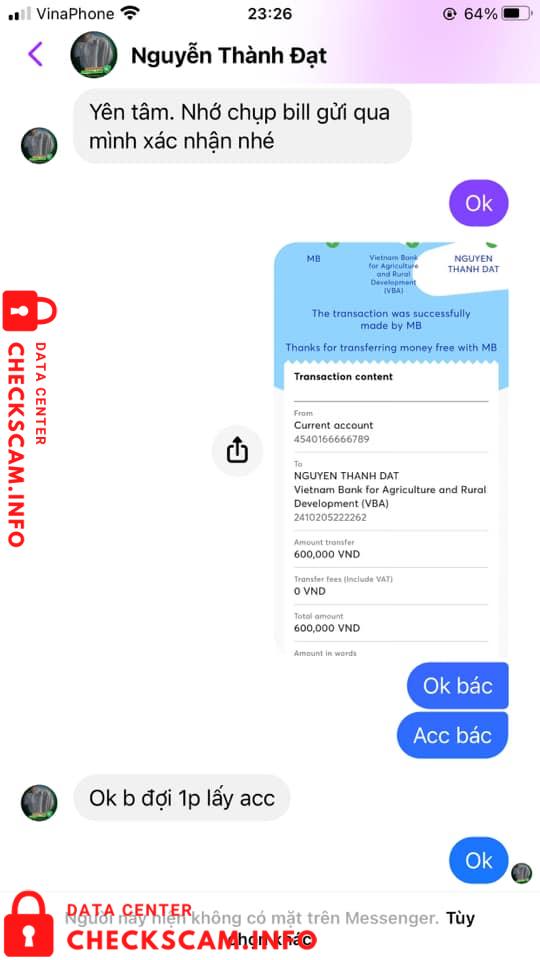 Bukti melawan Nguyễn Thành Đạt