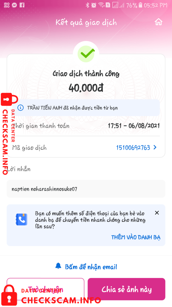 Bukti melawan Trần Tiến Anh