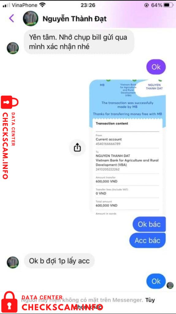 Bukti melawan Nguyễn Thành Đạt