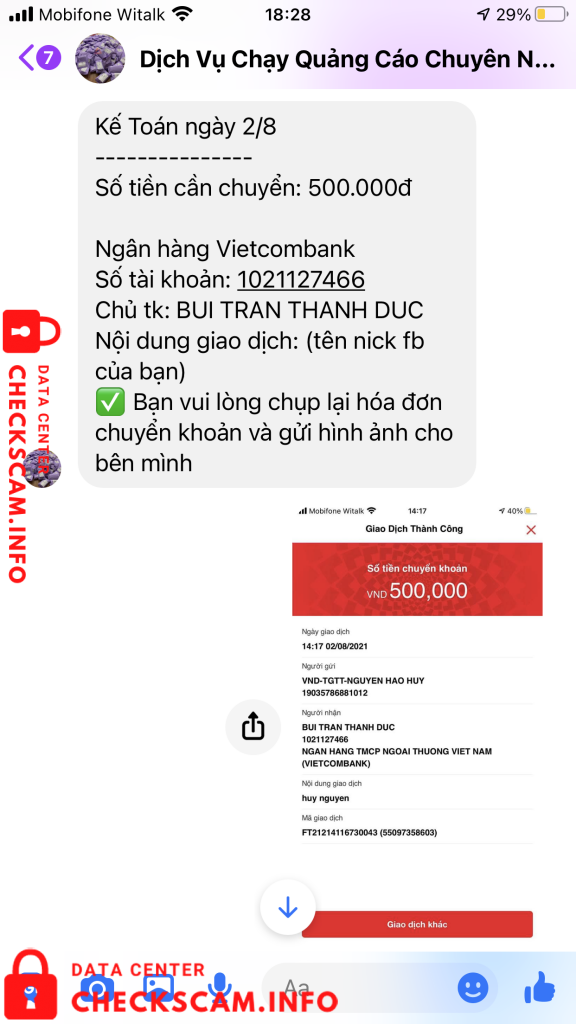 针对的证据 Bùi Trần Thanh Đức