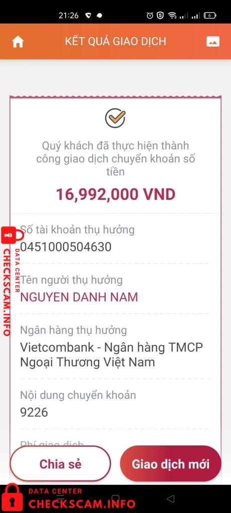 针对的证据 Nguyễn Danh Nam