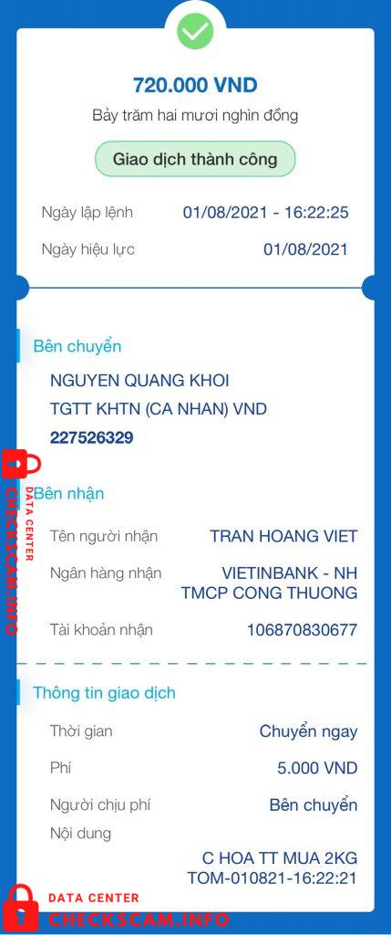 针对的证据 Trần Hoàng Việt