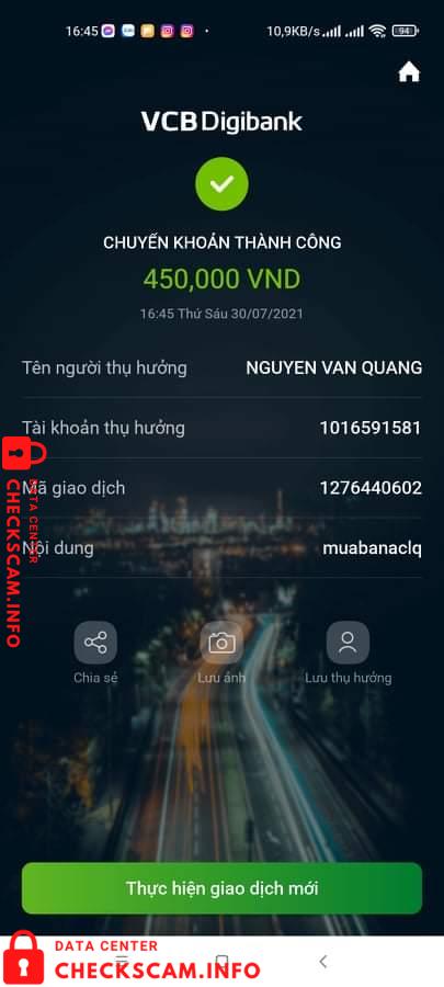 Bukti melawan Nguyen Van Quang
