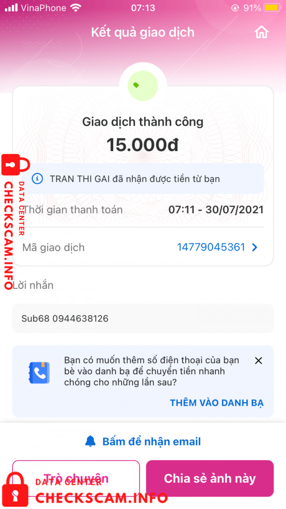 针对的证据 Tran Thi Gai