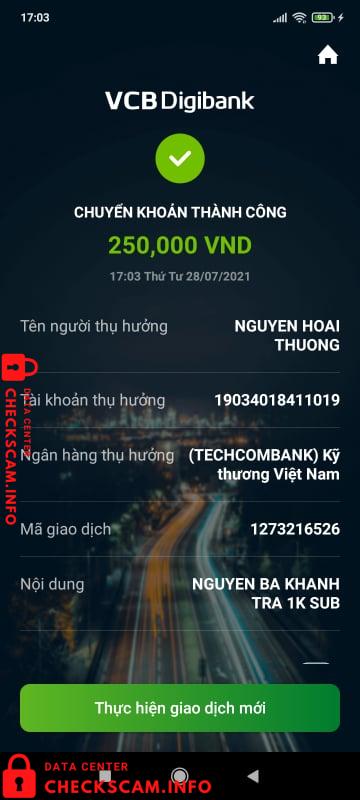 Bukti melawan Nguyen Hoai Thuong
