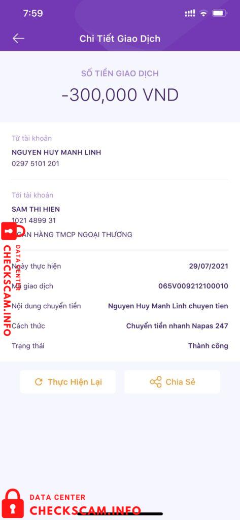 Bukti melawan Sầm Thị Hiền