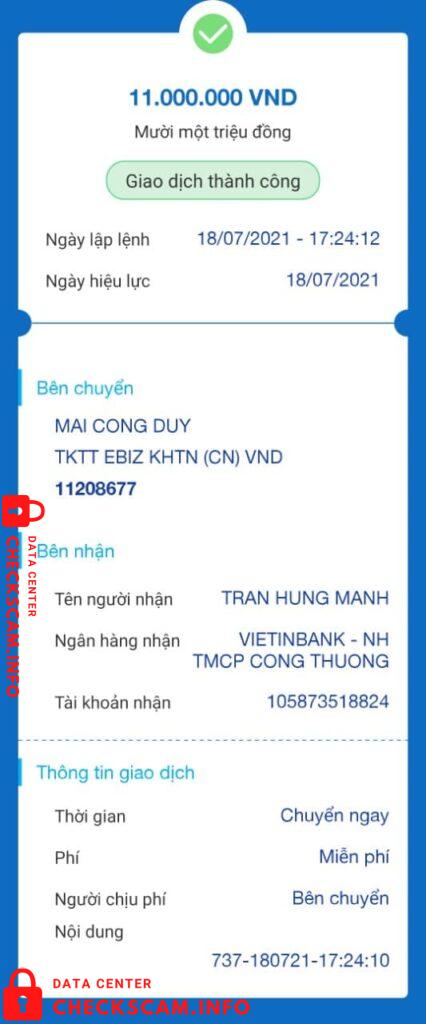 Bukti melawan Tran Hung Manh