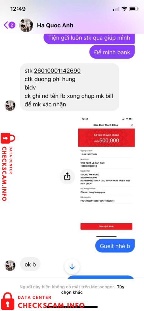 Bukti melawan Duong Phi Hung