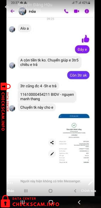 Evidência contra Nguyễn Mạnh Thắng