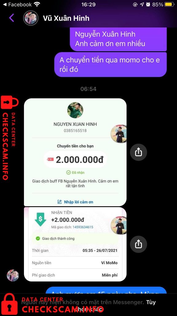 Evidência contra Vu Xuan Hinh