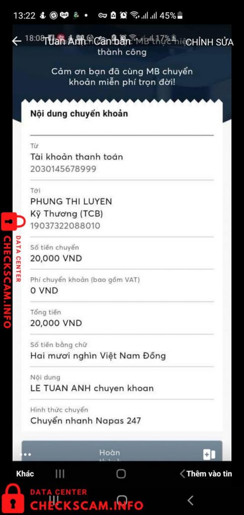 Evidência contra Phung Thi Luyen