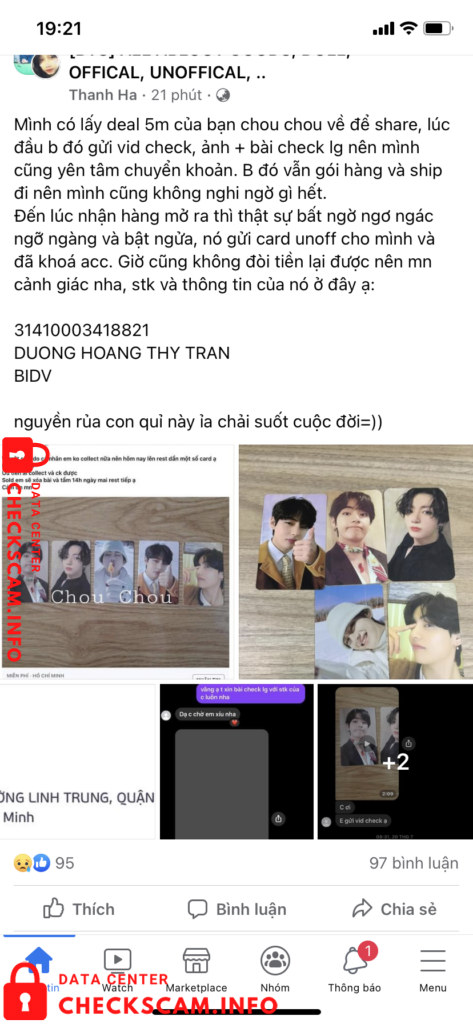 Evidência contra Duong Hoang Thy Tran