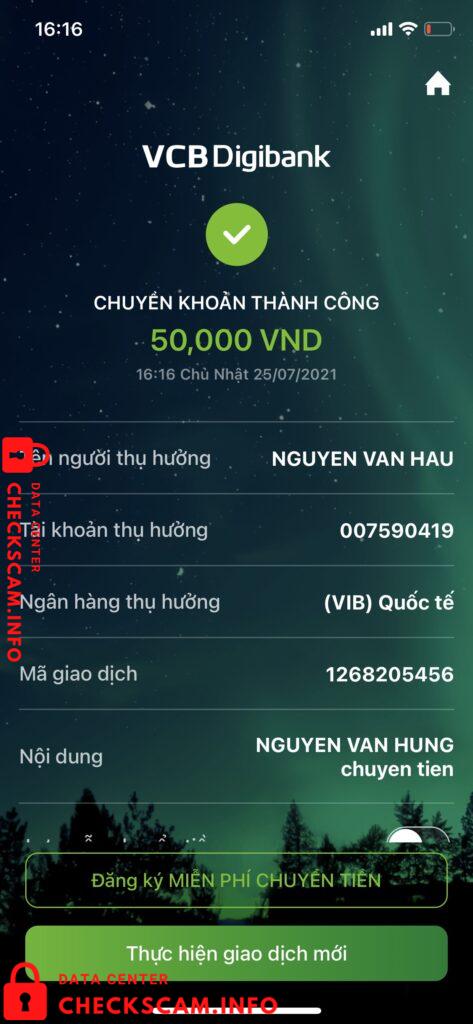 Evidência contra Nguyen Van Hau