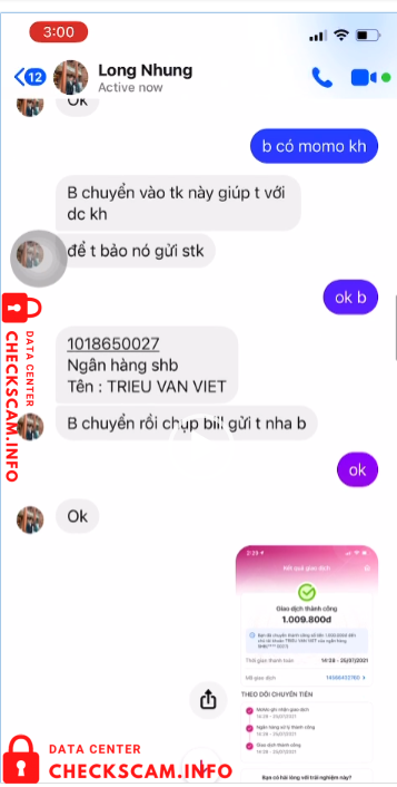 Evidência contra Trieu Van Viet