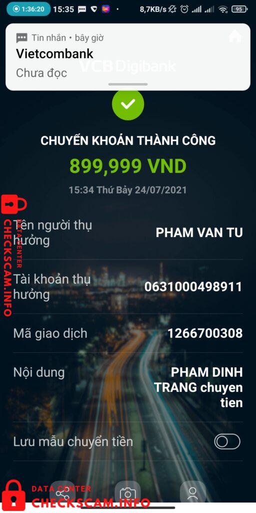 หลักฐานที่เป็นโทษต่อ Pham Van Tu