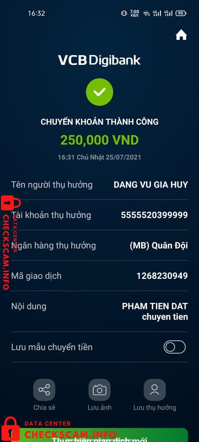 หลักฐานที่เป็นโทษต่อ Dang Vu Gia Huy