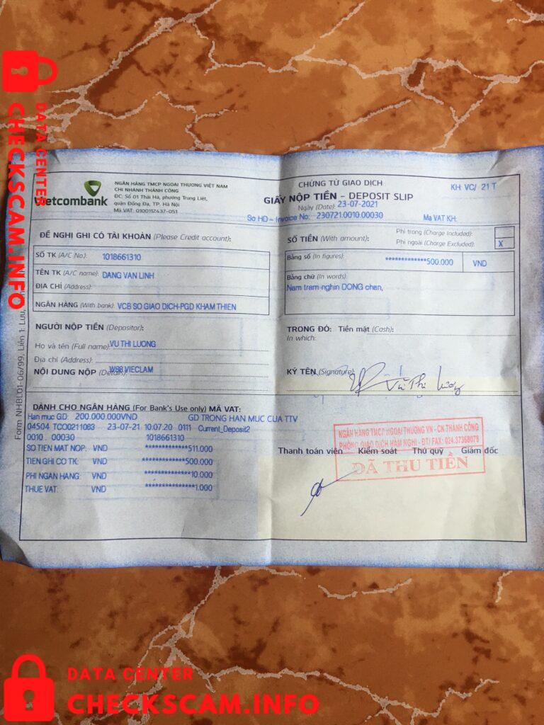 หลักฐานที่เป็นโทษต่อ Đặng Văn Linh