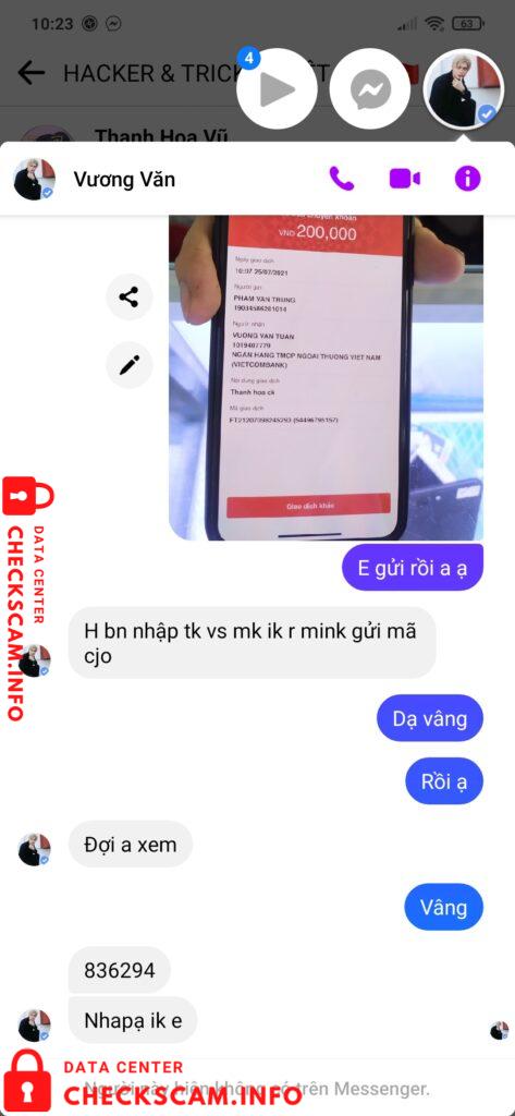 หลักฐานที่เป็นโทษต่อ Vuong Van Tuan