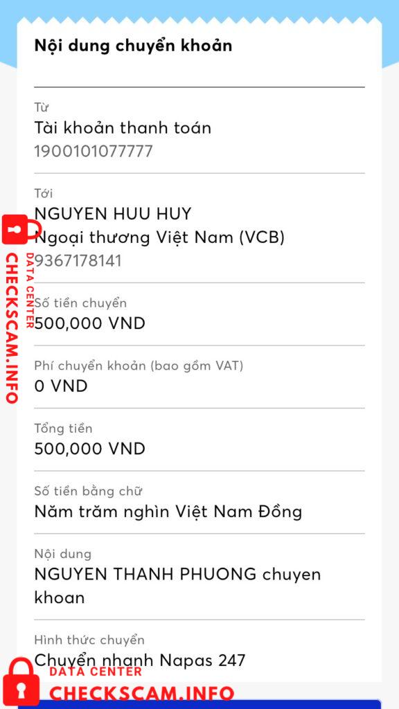 Evidência contra Nguyen Huu Huy