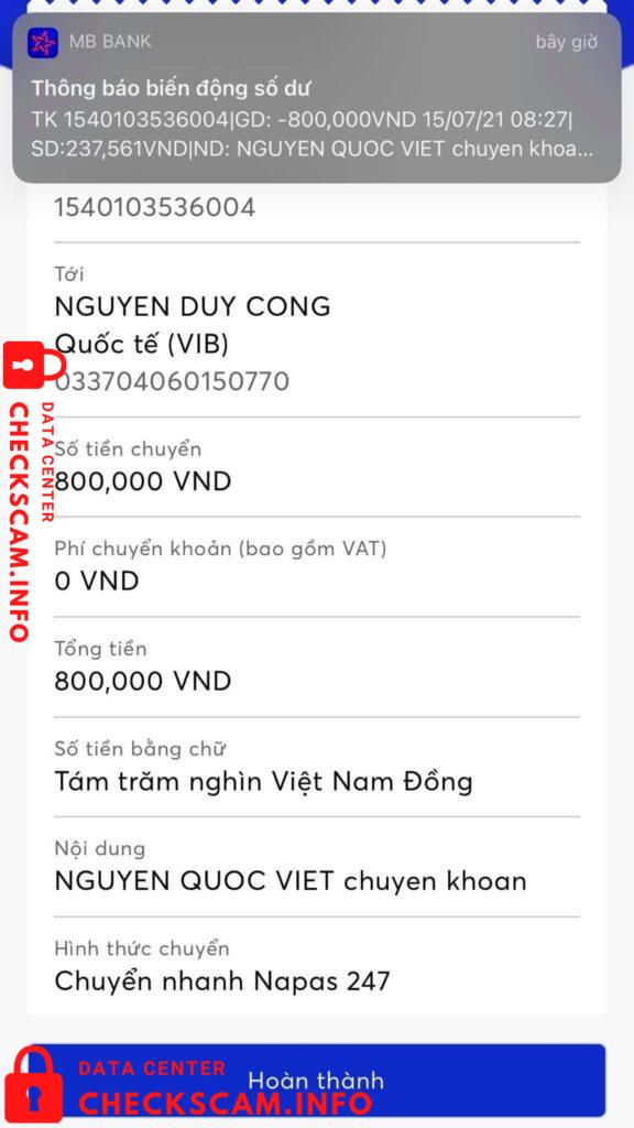 Evidence against Nguyễn Duy Công
