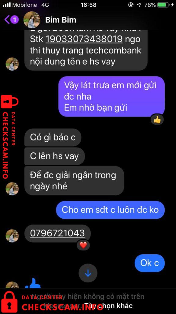 Evidence against Ngo Thi Thuy Trang