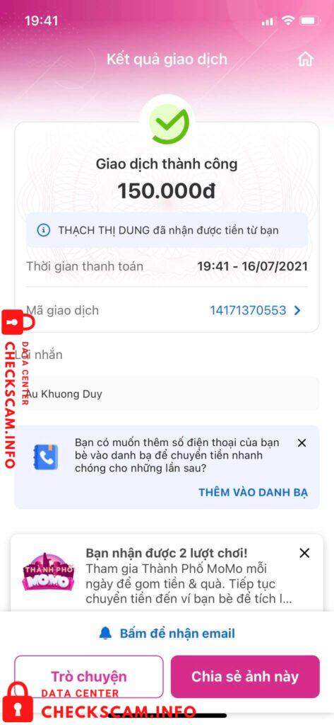 หลักฐานที่เป็นโทษต่อ Thach Thi Dung