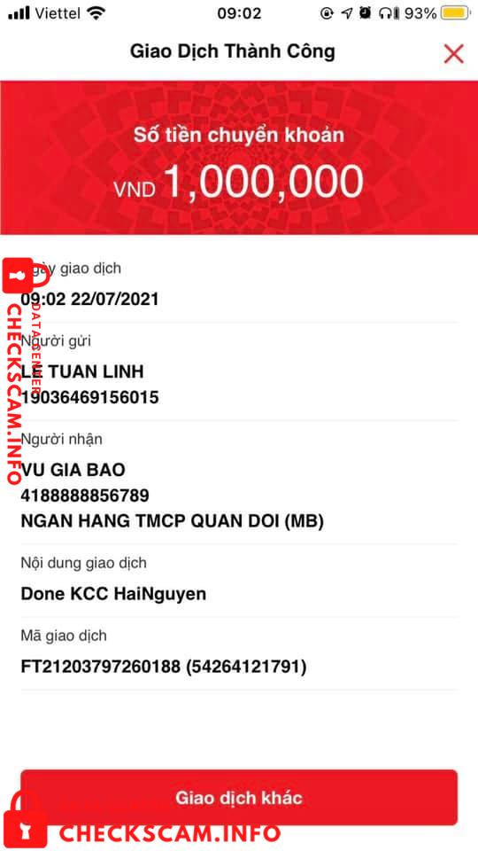 หลักฐานที่เป็นโทษต่อ Vũ Gia Bảo