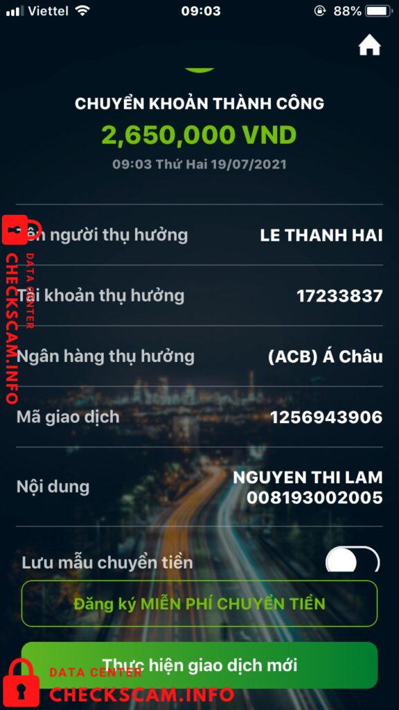หลักฐานที่เป็นโทษต่อ Le Thanh Hai
