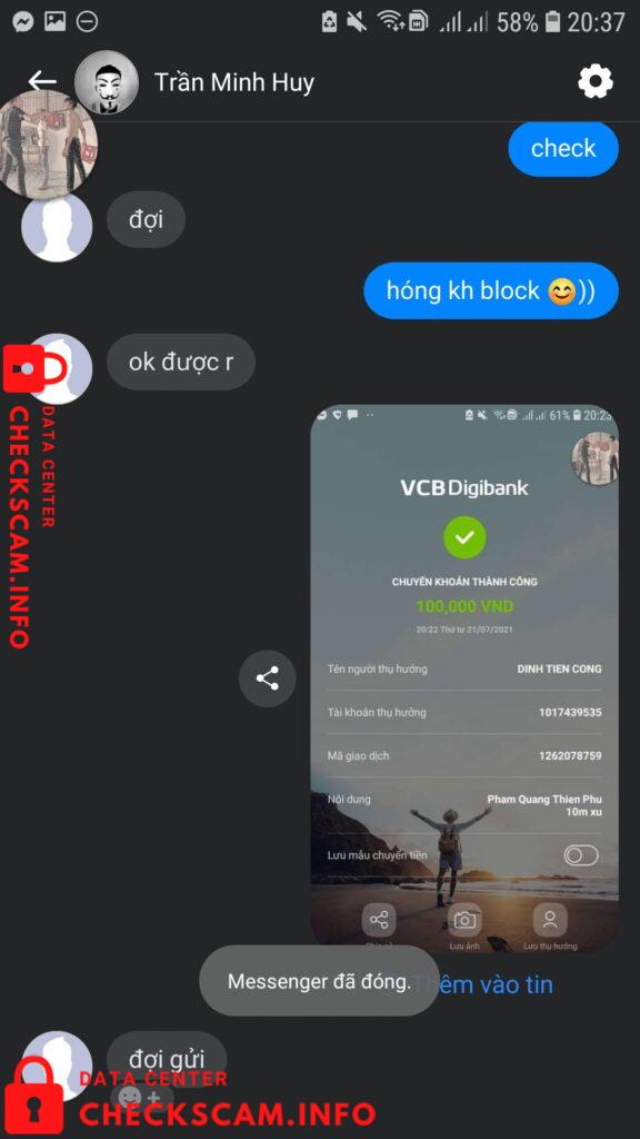 Evidence against Trần Minh Huy