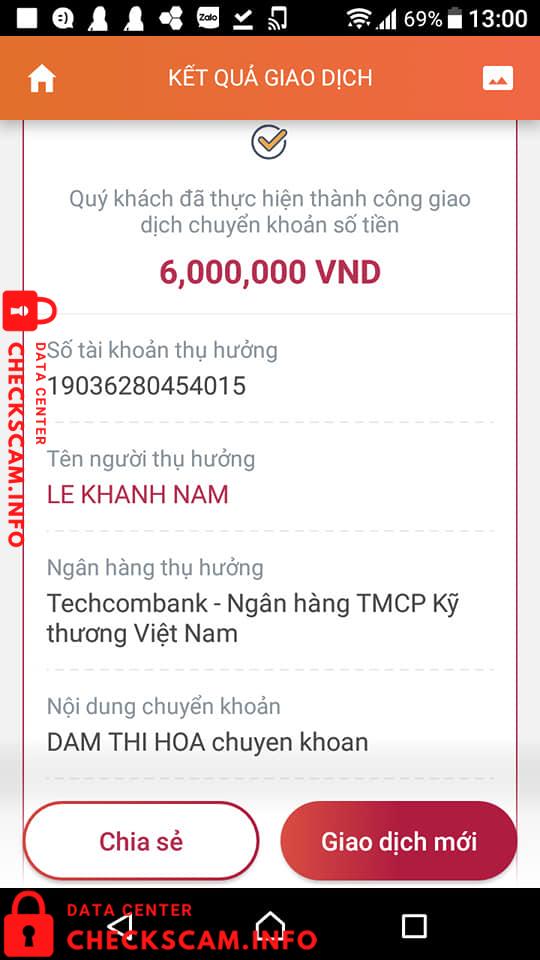 Evidence against Le Khanh Nam
