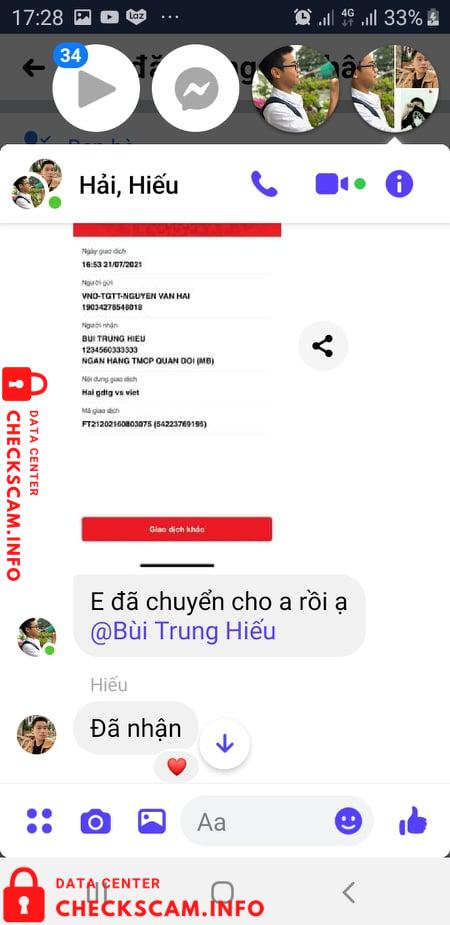 Evidence against Bùi Trung Hiếu
