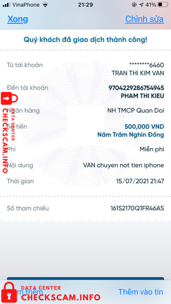 Evidence against Pham Thi Kieu