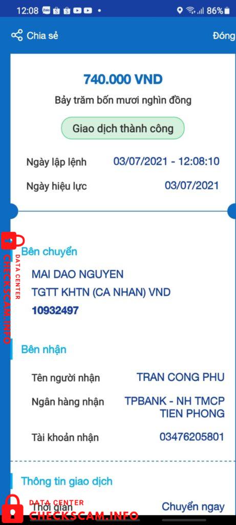 Evidence against Tran Cong Phu