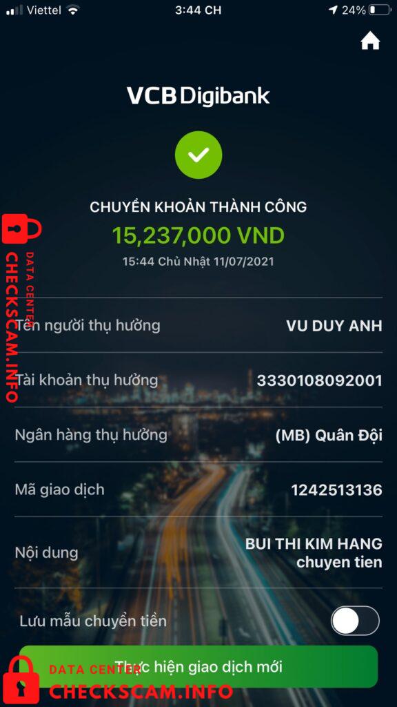 Evidence against Vũ Duy Anh