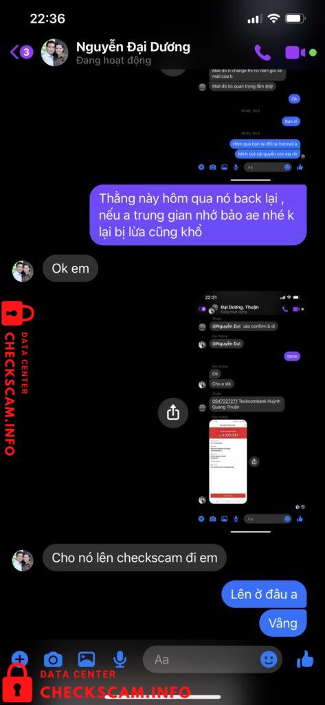 Evidence against Huỳnh Quang Thuận