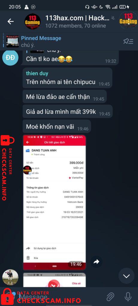 Evidência contra Dang Tuan Anh