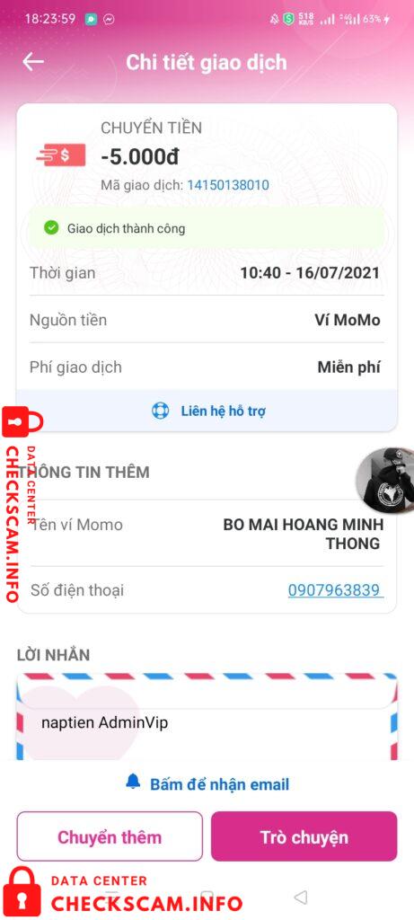 Evidência contra Bo Mai Hoàng Minh Thông