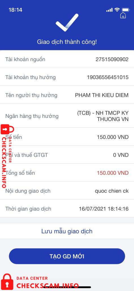 Evidência contra Pham Thi Kieu