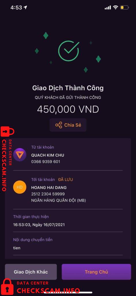 Evidência contra Hoang Hai Dang