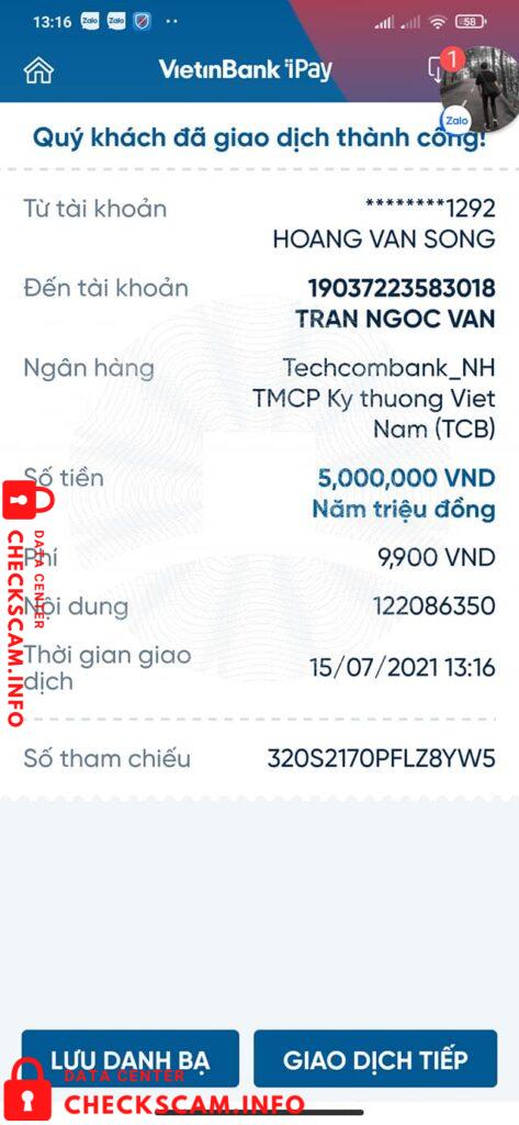 Evidence against Tran Ngoc Van