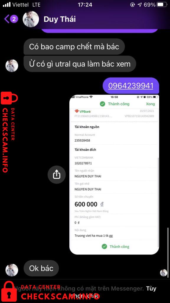 Evidence against Nguyen Duy Thai
