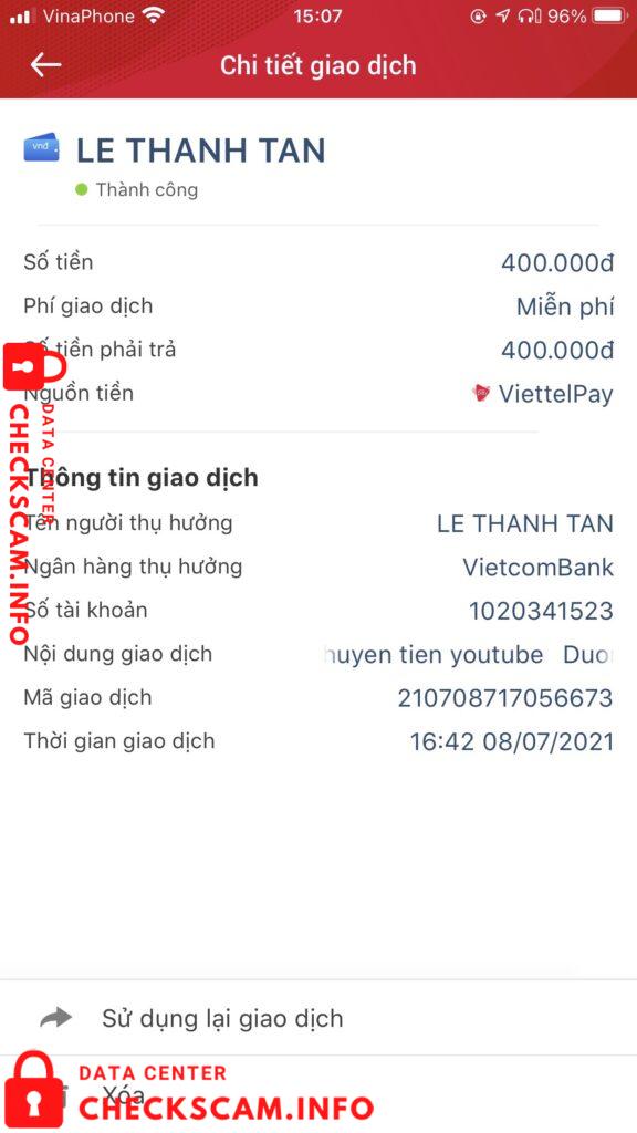 Evidence against Le Thanh Tan