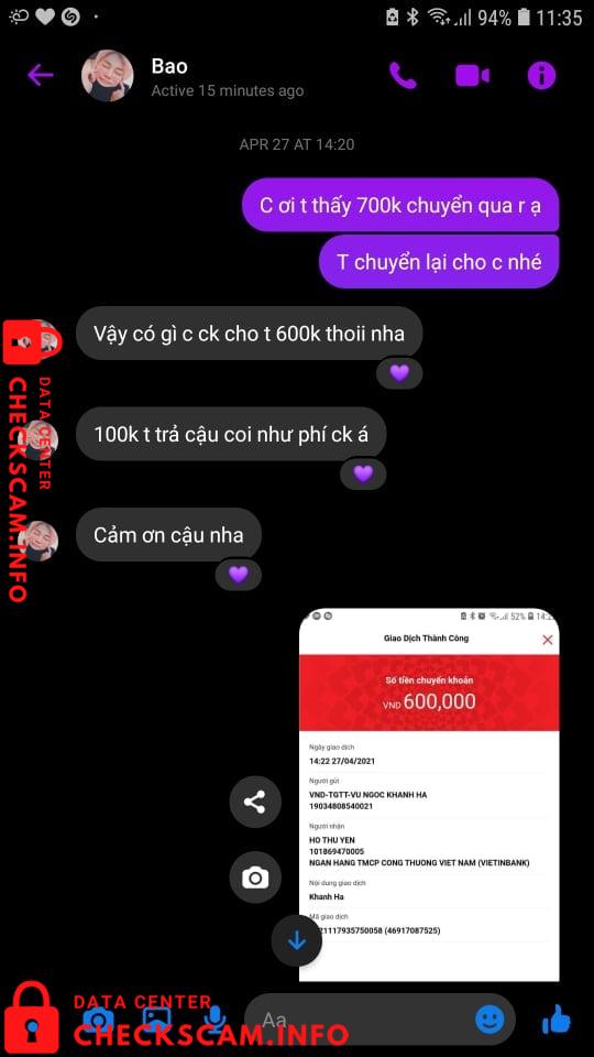 Evidence against Hồ Thu Yến