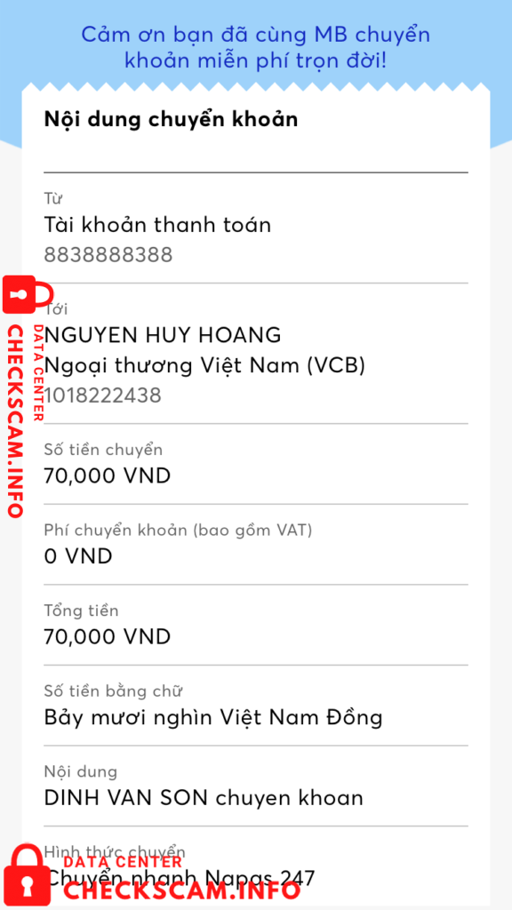 Evidence against Nguyen Huy Hoang