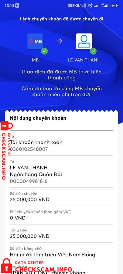 Evidence against Le Van Thanh
