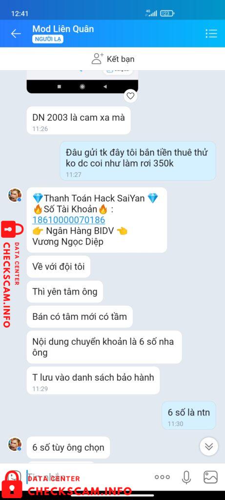 Evidence against Vương Ngọc Diệp