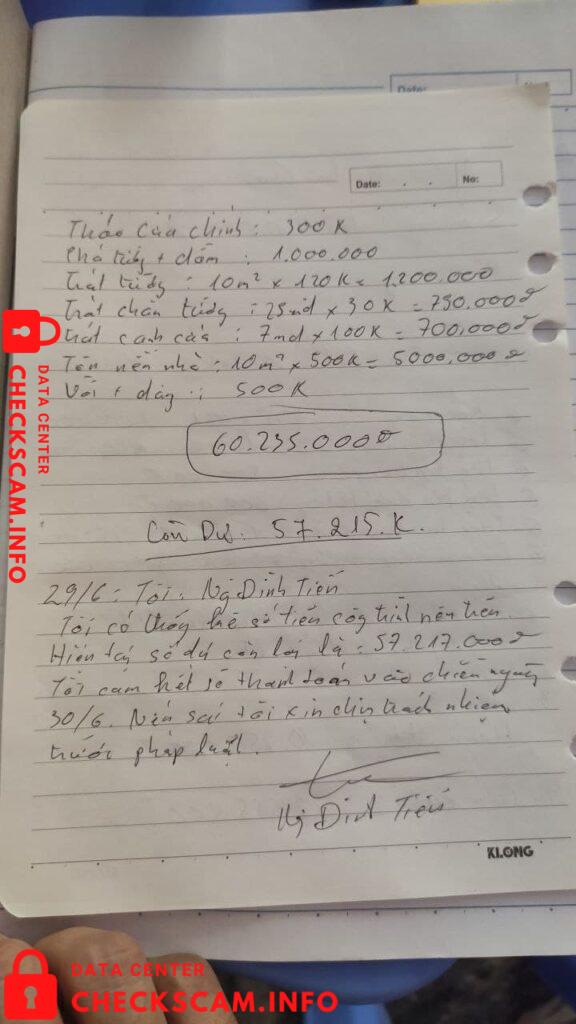 Evidence against Nguyễn Đình Tiến