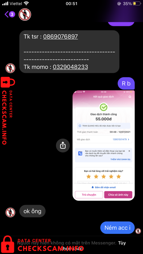 Evidence against Trần Quang Hiếu